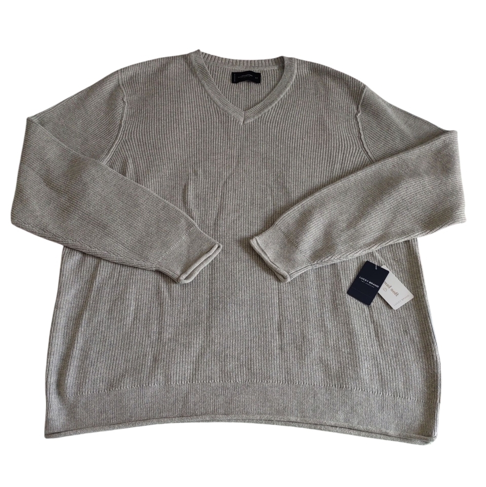 Lucky Brand XXL Grey V-Neck Cloud Soft Sweater